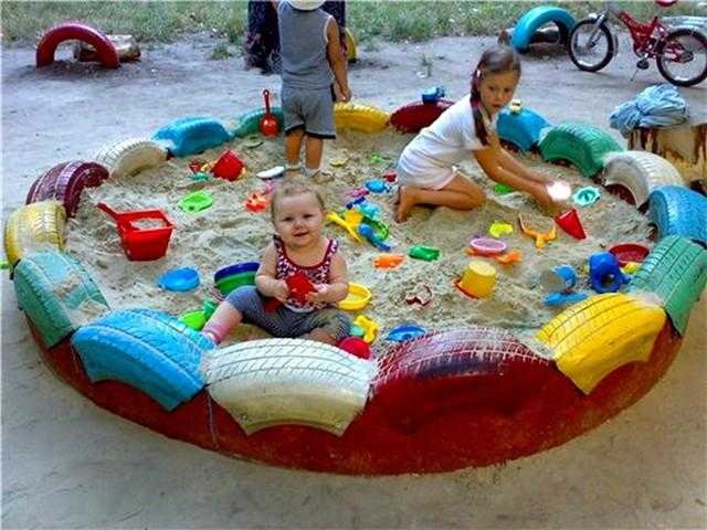 Песочница для детей из шин своими руками (видео)