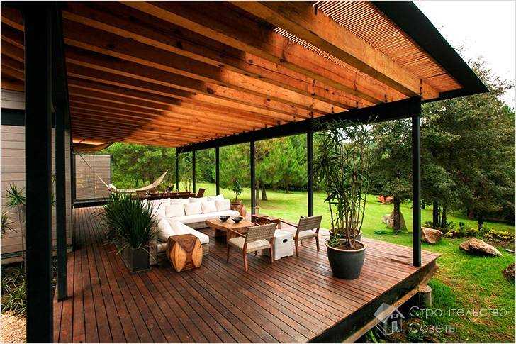 Веранда на даче: летний дачный дом с пристройкой размером 4х6, оформление веранды в садовом домике террасной плиткой и другие варианты дизайна